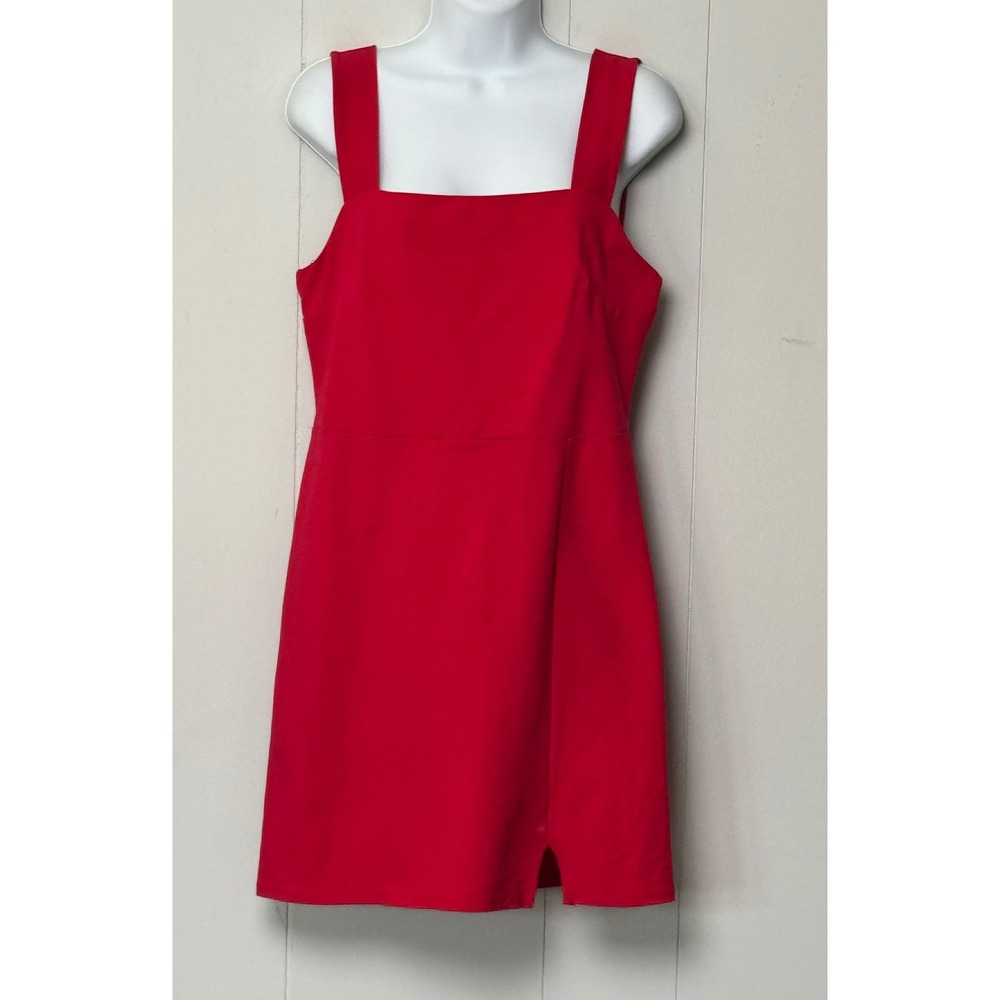 Blue Rain Women's Red Square Neck Sleeveless Front Slit Mini Dress Size XL